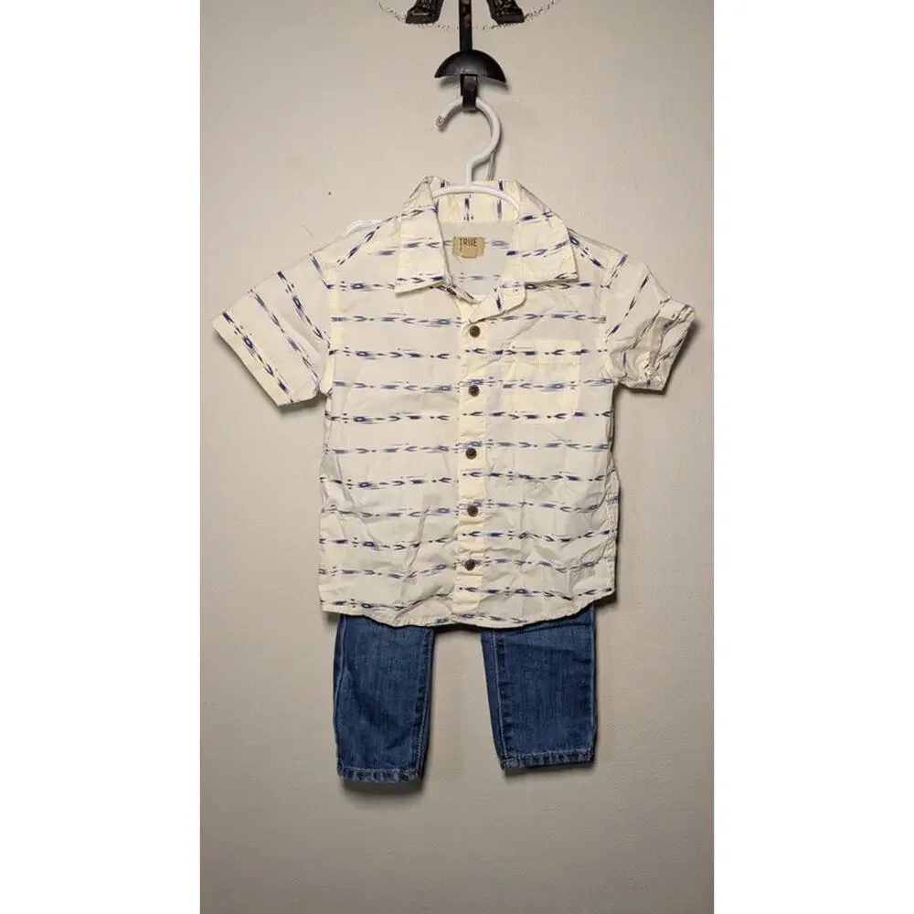 Boys Size 2T Outfit True Craft Button-Down + Children's Place Skinny Jeans - Picture 2 of 7